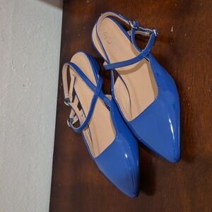 Forever | Blue Pointed Toe Ankle Strap Flats | SIZE 7